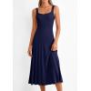 image:imagePRETTYGARDEN Spring Dresses for Women 2026 Summer Casual Sleeveless Square Neck A Line Knit Pleated Midi Cocktail Party DressNavy Blue