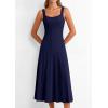 image:imagePRETTYGARDEN Spring Dresses for Women 2026 Summer Casual Sleeveless Square Neck A Line Knit Pleated Midi Cocktail Party DressNavy Blue