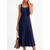 image:imagePRETTYGARDEN Spring Dresses for Women 2026 Summer Casual Sleeveless Square Neck A Line Knit Pleated Midi Cocktail Party DressNavy Blue