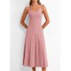 image:imagePRETTYGARDEN Spring Dresses for Women 2026 Summer Casual Sleeveless Square Neck A Line Knit Pleated Midi Cocktail Party DressPink