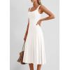 image:imagePRETTYGARDEN Spring Dresses for Women 2026 Summer Casual Sleeveless Square Neck A Line Knit Pleated Midi Cocktail Party DressWhite