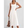 image:imagePRETTYGARDEN Spring Dresses for Women 2026 Summer Casual Sleeveless Square Neck A Line Knit Pleated Midi Cocktail Party DressWhite