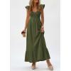 image:imagePRETTYGARDEN Womens 2026 Summer Casual Maxi Dresses Cap Sleeve V Neck Smocked Long Pockets Party Sundress Vacation OutfitsArmy Green