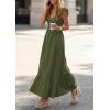 image:imagePRETTYGARDEN Womens 2026 Summer Casual Maxi Dresses Cap Sleeve V Neck Smocked Long Pockets Party Sundress Vacation OutfitsArmy Green