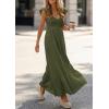 image:imagePRETTYGARDEN Womens 2026 Summer Casual Maxi Dresses Cap Sleeve V Neck Smocked Long Pockets Party Sundress Vacation OutfitsArmy Green