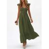 image:imagePRETTYGARDEN Womens 2026 Summer Casual Maxi Dresses Cap Sleeve V Neck Smocked Long Pockets Party Sundress Vacation OutfitsArmy Green