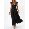 image:imagePRETTYGARDEN Womens 2026 Summer Casual Maxi Dresses Cap Sleeve V Neck Smocked Long Pockets Party Sundress Vacation OutfitsBlack