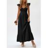 image:imagePRETTYGARDEN Womens 2026 Summer Casual Maxi Dresses Cap Sleeve V Neck Smocked Long Pockets Party Sundress Vacation OutfitsBlack
