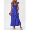 image:imagePRETTYGARDEN Womens 2026 Summer Casual Maxi Dresses Cap Sleeve V Neck Smocked Long Pockets Party Sundress Vacation OutfitsBlue