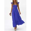 image:imagePRETTYGARDEN Womens 2026 Summer Casual Maxi Dresses Cap Sleeve V Neck Smocked Long Pockets Party Sundress Vacation OutfitsBlue