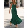image:imagePRETTYGARDEN Womens 2026 Summer Casual Maxi Dresses Cap Sleeve V Neck Smocked Long Pockets Party Sundress Vacation OutfitsGreen