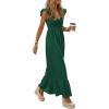 image:imagePRETTYGARDEN Womens 2026 Summer Casual Maxi Dresses Cap Sleeve V Neck Smocked Long Pockets Party Sundress Vacation OutfitsGreen