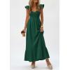 image:imagePRETTYGARDEN Womens 2026 Summer Casual Maxi Dresses Cap Sleeve V Neck Smocked Long Pockets Party Sundress Vacation OutfitsGreen