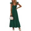 image:imagePRETTYGARDEN Womens 2026 Summer Casual Maxi Dresses Cap Sleeve V Neck Smocked Long Pockets Party Sundress Vacation OutfitsGreen