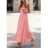 image:imagePRETTYGARDEN Womens 2026 Summer Casual Maxi Dresses Cap Sleeve V Neck Smocked Long Pockets Party Sundress Vacation OutfitsPink