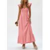 image:imagePRETTYGARDEN Womens 2026 Summer Casual Maxi Dresses Cap Sleeve V Neck Smocked Long Pockets Party Sundress Vacation OutfitsPink