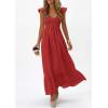 image:imagePRETTYGARDEN Womens 2026 Summer Casual Maxi Dresses Cap Sleeve V Neck Smocked Long Pockets Party Sundress Vacation OutfitsRed