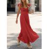 image:imagePRETTYGARDEN Womens 2026 Summer Casual Maxi Dresses Cap Sleeve V Neck Smocked Long Pockets Party Sundress Vacation OutfitsRed