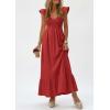 image:imagePRETTYGARDEN Womens 2026 Summer Casual Maxi Dresses Cap Sleeve V Neck Smocked Long Pockets Party Sundress Vacation OutfitsRed