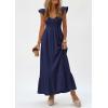 image:imagePRETTYGARDEN Womens 2026 Summer Casual Maxi Dresses Cap Sleeve V Neck Smocked Long Pockets Party Sundress Vacation OutfitsRoyal Blue