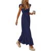 image:imagePRETTYGARDEN Womens 2026 Summer Casual Maxi Dresses Cap Sleeve V Neck Smocked Long Pockets Party Sundress Vacation OutfitsRoyal Blue