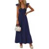 image:imagePRETTYGARDEN Womens 2026 Summer Casual Maxi Dresses Cap Sleeve V Neck Smocked Long Pockets Party Sundress Vacation OutfitsRoyal Blue