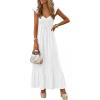 image:imagePRETTYGARDEN Womens 2026 Summer Casual Maxi Dresses Cap Sleeve V Neck Smocked Long Pockets Party Sundress Vacation OutfitsWhite