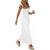 image:imagePRETTYGARDEN Womens 2026 Summer Casual Maxi Dresses Cap Sleeve V Neck Smocked Long Pockets Party Sundress Vacation OutfitsWhite
