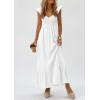 image:imagePRETTYGARDEN Womens 2026 Summer Casual Maxi Dresses Cap Sleeve V Neck Smocked Long Pockets Party Sundress Vacation OutfitsWhite