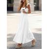 image:imagePRETTYGARDEN Womens 2026 Summer Casual Maxi Dresses Cap Sleeve V Neck Smocked Long Pockets Party Sundress Vacation OutfitsWhite