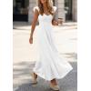 image:imagePRETTYGARDEN Womens 2026 Summer Casual Maxi Dresses Cap Sleeve V Neck Smocked Long Pockets Party Sundress Vacation OutfitsWhite