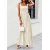 image:imagePRETTYGARDEN Womens Maxi Striped Dress 2026 Summer Sleeveless Square Neck Smocked A Line Long Flowy Spring Vacation SundressBeige Striped