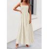image:imagePRETTYGARDEN Womens Maxi Striped Dress 2026 Summer Sleeveless Square Neck Smocked A Line Long Flowy Spring Vacation SundressBeige Striped