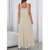 image:imagePRETTYGARDEN Womens Summer Dresses 2026 Sleeveless Elegant Square Neck Aline Swing Maxi Beach Wedding Guest Dress PocketsBeige