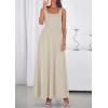 image:imagePRETTYGARDEN Womens Summer Dresses 2026 Sleeveless Elegant Square Neck Aline Swing Maxi Beach Wedding Guest Dress PocketsBeige
