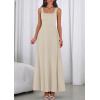 image:imagePRETTYGARDEN Womens Summer Dresses 2026 Sleeveless Elegant Square Neck Aline Swing Maxi Beach Wedding Guest Dress PocketsBeige