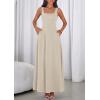 image:imagePRETTYGARDEN Womens Summer Dresses 2026 Sleeveless Elegant Square Neck Aline Swing Maxi Beach Wedding Guest Dress PocketsBeige