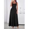 image:imagePRETTYGARDEN Womens Summer Dresses 2026 Sleeveless Elegant Square Neck Aline Swing Maxi Beach Wedding Guest Dress PocketsBlack