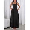 image:imagePRETTYGARDEN Womens Summer Dresses 2026 Sleeveless Elegant Square Neck Aline Swing Maxi Beach Wedding Guest Dress PocketsBlack