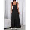 image:imagePRETTYGARDEN Womens Summer Dresses 2026 Sleeveless Elegant Square Neck Aline Swing Maxi Beach Wedding Guest Dress PocketsBlack