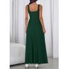 image:imagePRETTYGARDEN Womens Summer Dresses 2026 Sleeveless Elegant Square Neck Aline Swing Maxi Beach Wedding Guest Dress PocketsDark Green