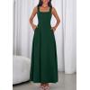 image:imagePRETTYGARDEN Womens Summer Dresses 2026 Sleeveless Elegant Square Neck Aline Swing Maxi Beach Wedding Guest Dress PocketsDark Green