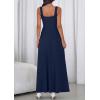 image:imagePRETTYGARDEN Womens Summer Dresses 2026 Sleeveless Elegant Square Neck Aline Swing Maxi Beach Wedding Guest Dress PocketsNavy
