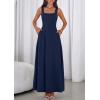 image:imagePRETTYGARDEN Womens Summer Dresses 2026 Sleeveless Elegant Square Neck Aline Swing Maxi Beach Wedding Guest Dress PocketsNavy