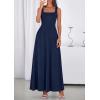 image:imagePRETTYGARDEN Womens Summer Dresses 2026 Sleeveless Elegant Square Neck Aline Swing Maxi Beach Wedding Guest Dress PocketsNavy