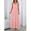 image:imagePRETTYGARDEN Womens Summer Dresses 2026 Sleeveless Elegant Square Neck Aline Swing Maxi Beach Wedding Guest Dress PocketsPink