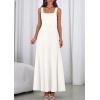 image:imagePRETTYGARDEN Womens Summer Dresses 2026 Sleeveless Elegant Square Neck Aline Swing Maxi Beach Wedding Guest Dress PocketsWhite
