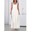 image:imagePRETTYGARDEN Womens Summer Dresses 2026 Sleeveless Elegant Square Neck Aline Swing Maxi Beach Wedding Guest Dress PocketsWhite