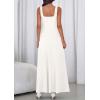 image:imagePRETTYGARDEN Womens Summer Dresses 2026 Sleeveless Elegant Square Neck Aline Swing Maxi Beach Wedding Guest Dress PocketsWhite