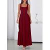 image:imagePRETTYGARDEN Womens Summer Dresses 2026 Sleeveless Elegant Square Neck Aline Swing Maxi Beach Wedding Guest Dress PocketsWine Red